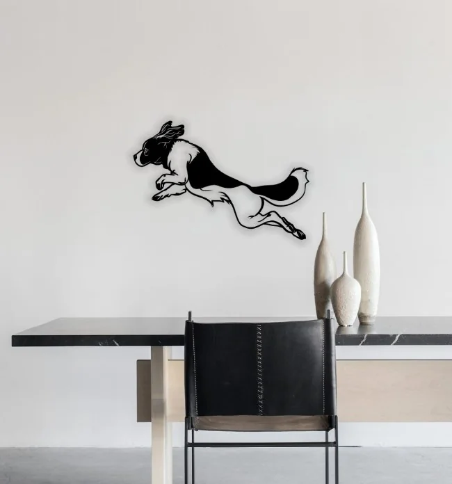 Dog jumping wall decor