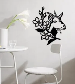 Goat with flower wall decor