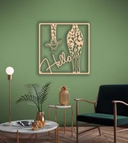 Hello giraffe wall decor