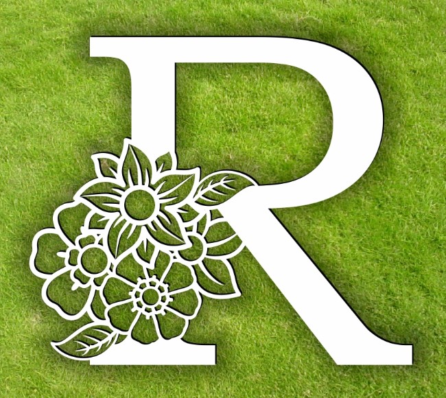 Letter R with flowers