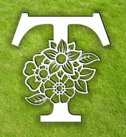 Letter T with flowers