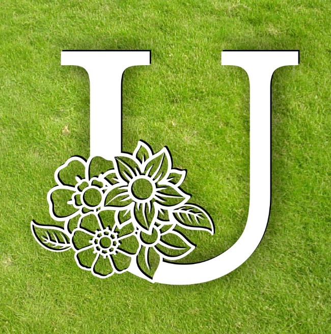 Letter U with flower