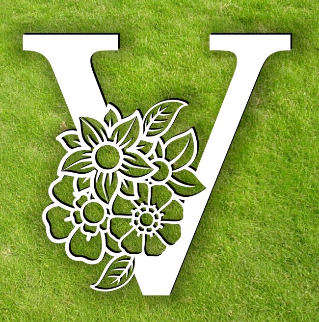 Letter V with flower