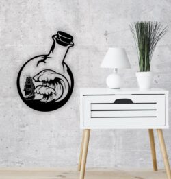 Ship in bottle wall decor