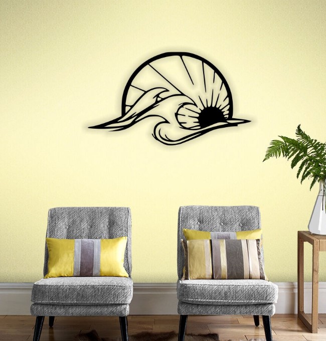 Wave and sun wall decor