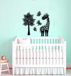 Giraffe and butterflies wall decor