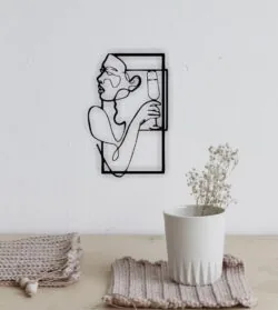 Girl with a glass wine wall decor