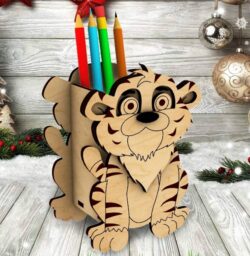 Tiger pencil holder