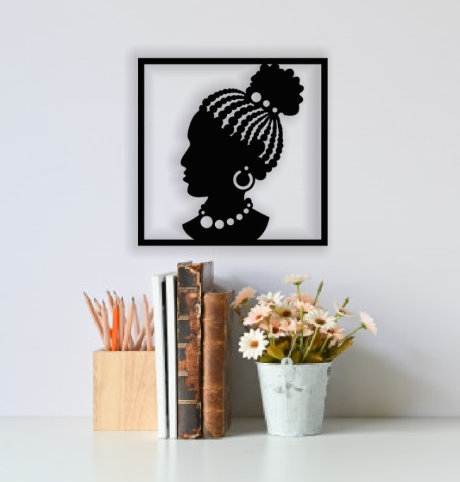 Afro lady face wall decor