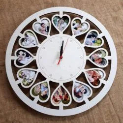 Heart photo frame clock