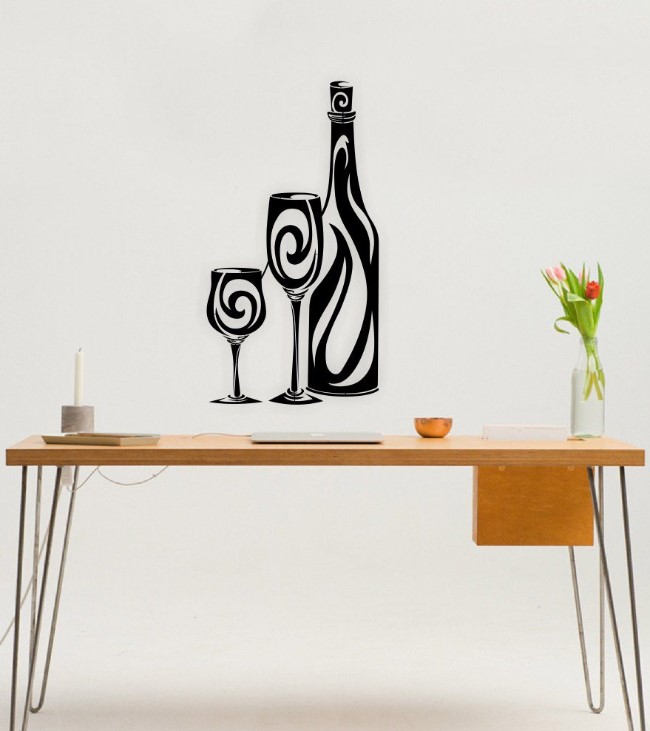 Wine glass and bottle