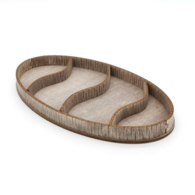 Wooden 4-Section Divided Oval Tray