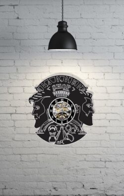 Barber Shop Vinyl Record Wall Clock