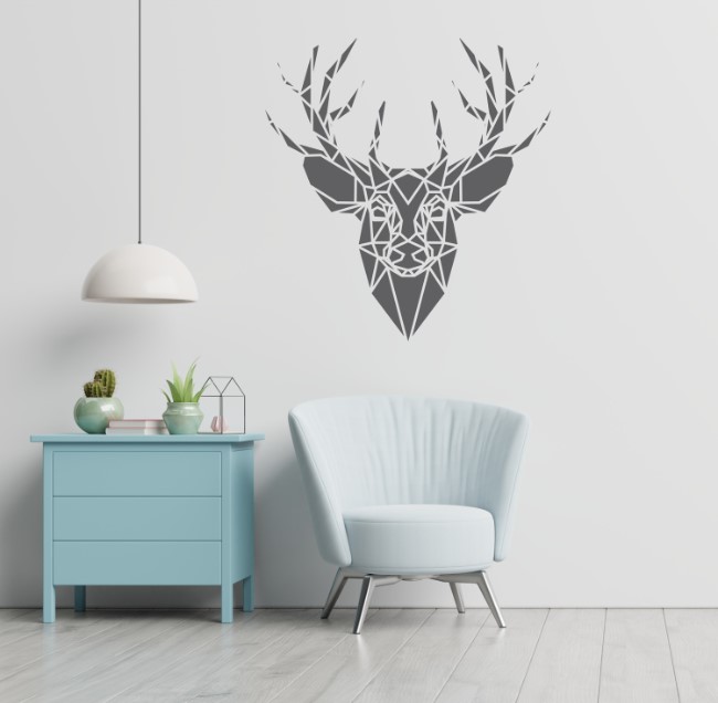 Deer Head Polygonal Panel Wall Decor