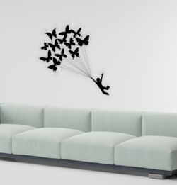 Boy with butterflies wall decor