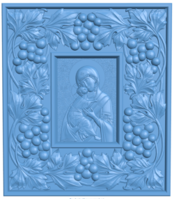 Icon of the Vladimir Mother of God in a large frame