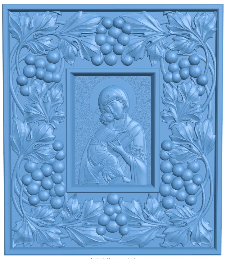 Icon of the Vladimir Mother of God in a large frame