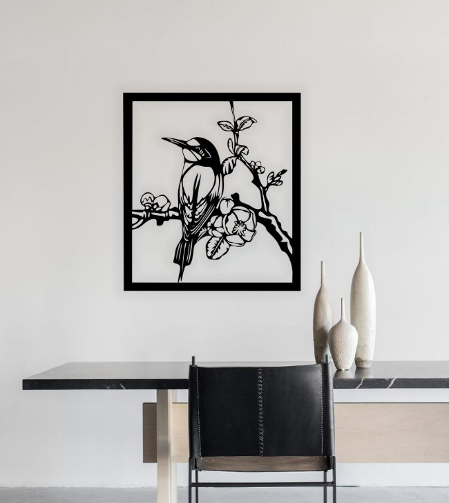 Bird on a branch wall decor