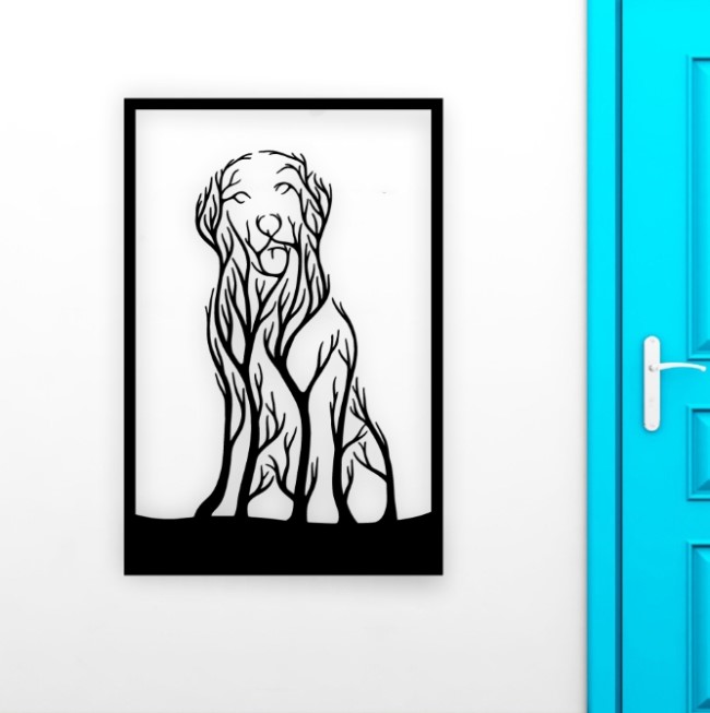 Dog tree wall art