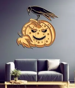 Multilayer pumpkin with crow