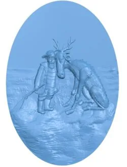 Painting of a hunter and a deer