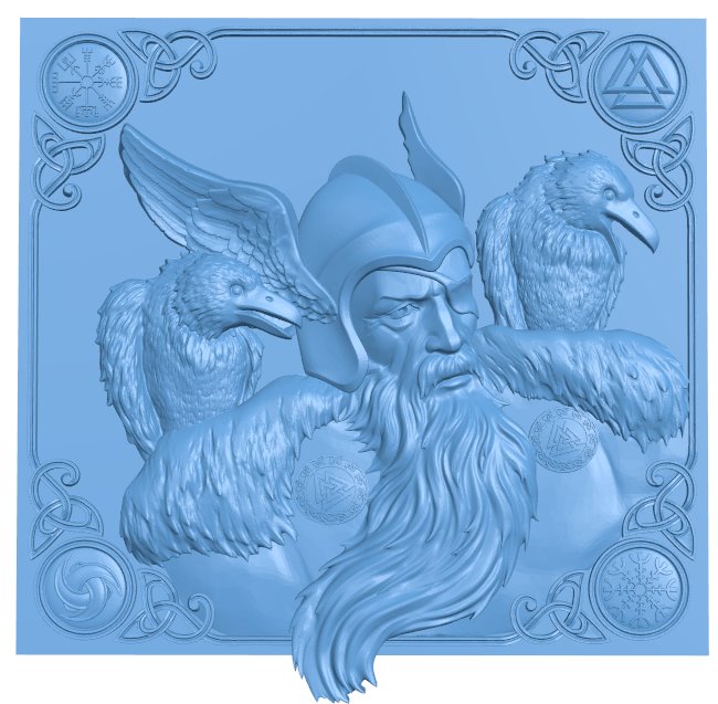 Painting of god Odin and crow