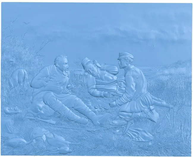 Painting of hunters resting