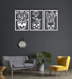 Skull pots wall decor