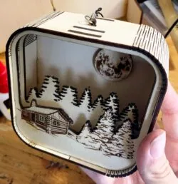 Snowy house ornament 3d