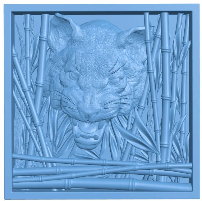 Painting of a tiger in a bamboo