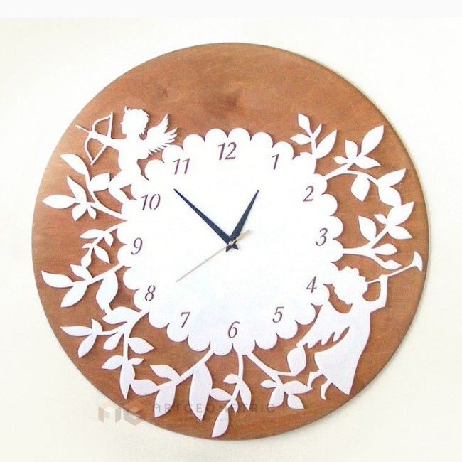 Cupid Wall Clock Flowers Angels