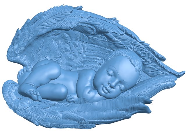 Sleeping child in wings