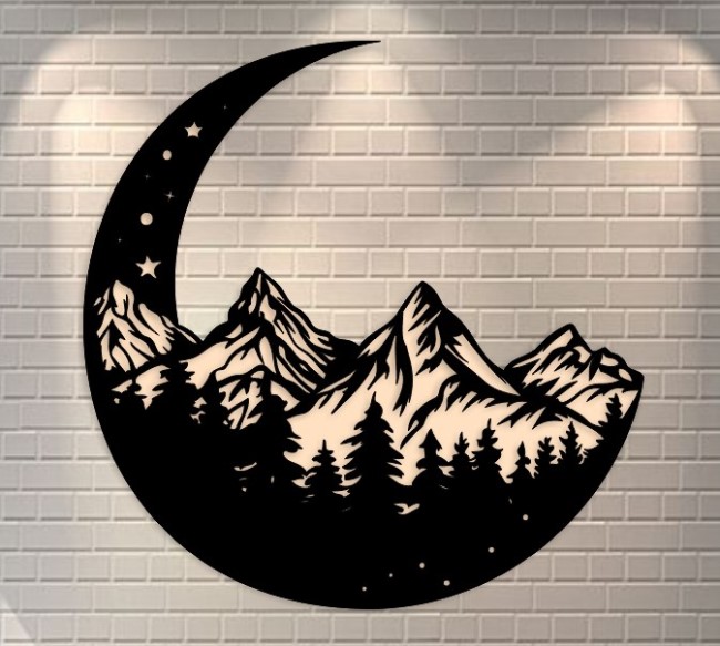 Mountain and moon