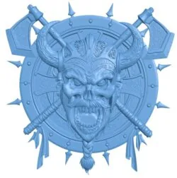 Celtic Skull with axes on a shield