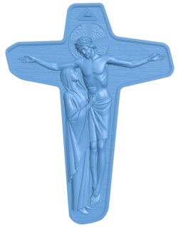 Cross with Jesus and Virgin Mary with chalice