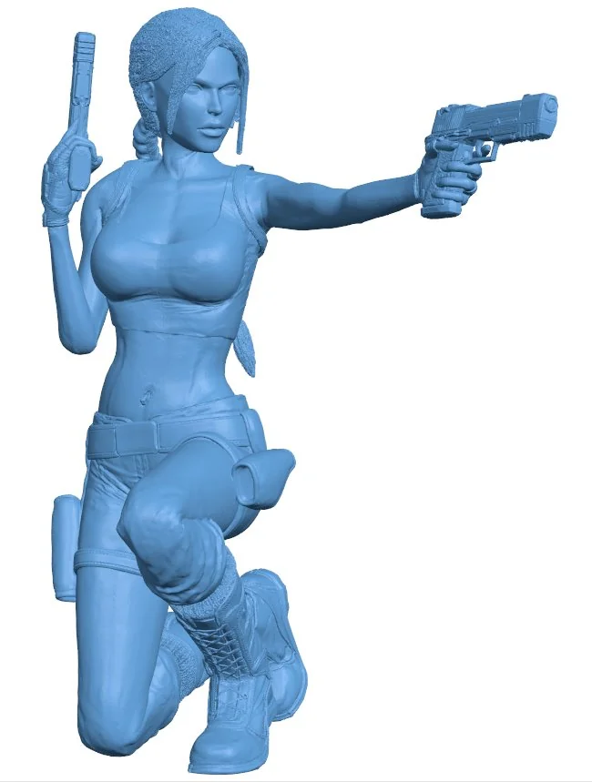 Miss Lara croft shoots