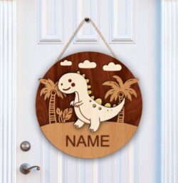 Dinosaur sign door