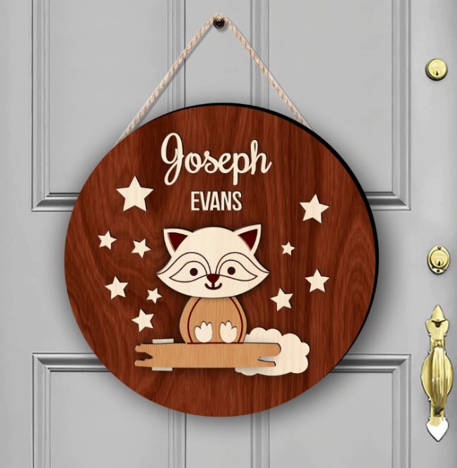 Raccoon door sign