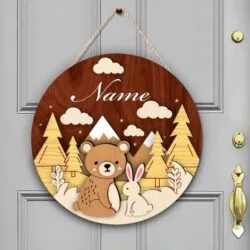 Bear and rabbit sign door