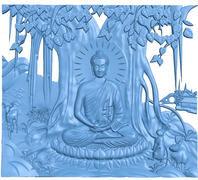 Buddha meditates under the Bodhi tree