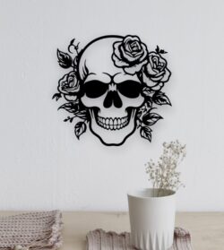 Skull and rose wall decor