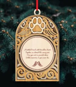 Dog paw memorial ornament