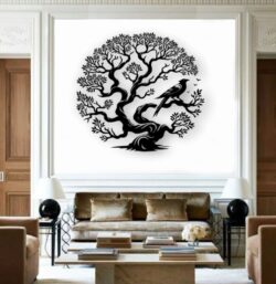 Tree and bird wall decor