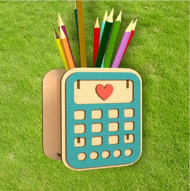 Calculator pencil holder