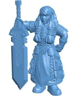 Dwarf warrior girl with great sword