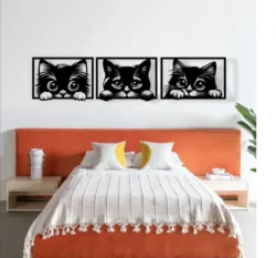 Peeking cat wall decor