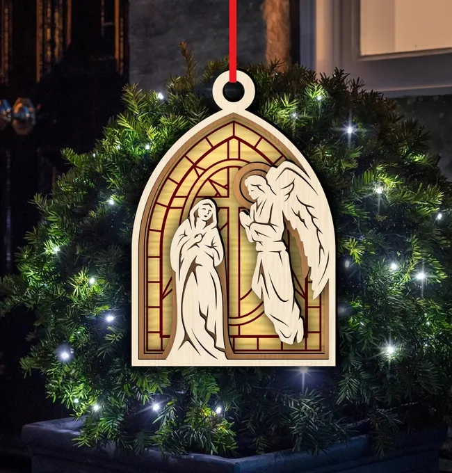 Mary and angel Christmas ornament