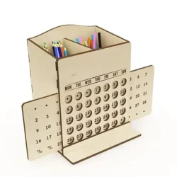 Calendar with pen organizer