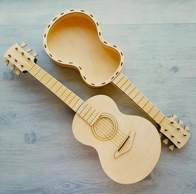 Guitar shaped wooden box