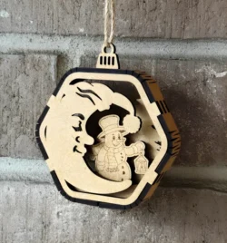 Moon and snowman Christmas ornament 